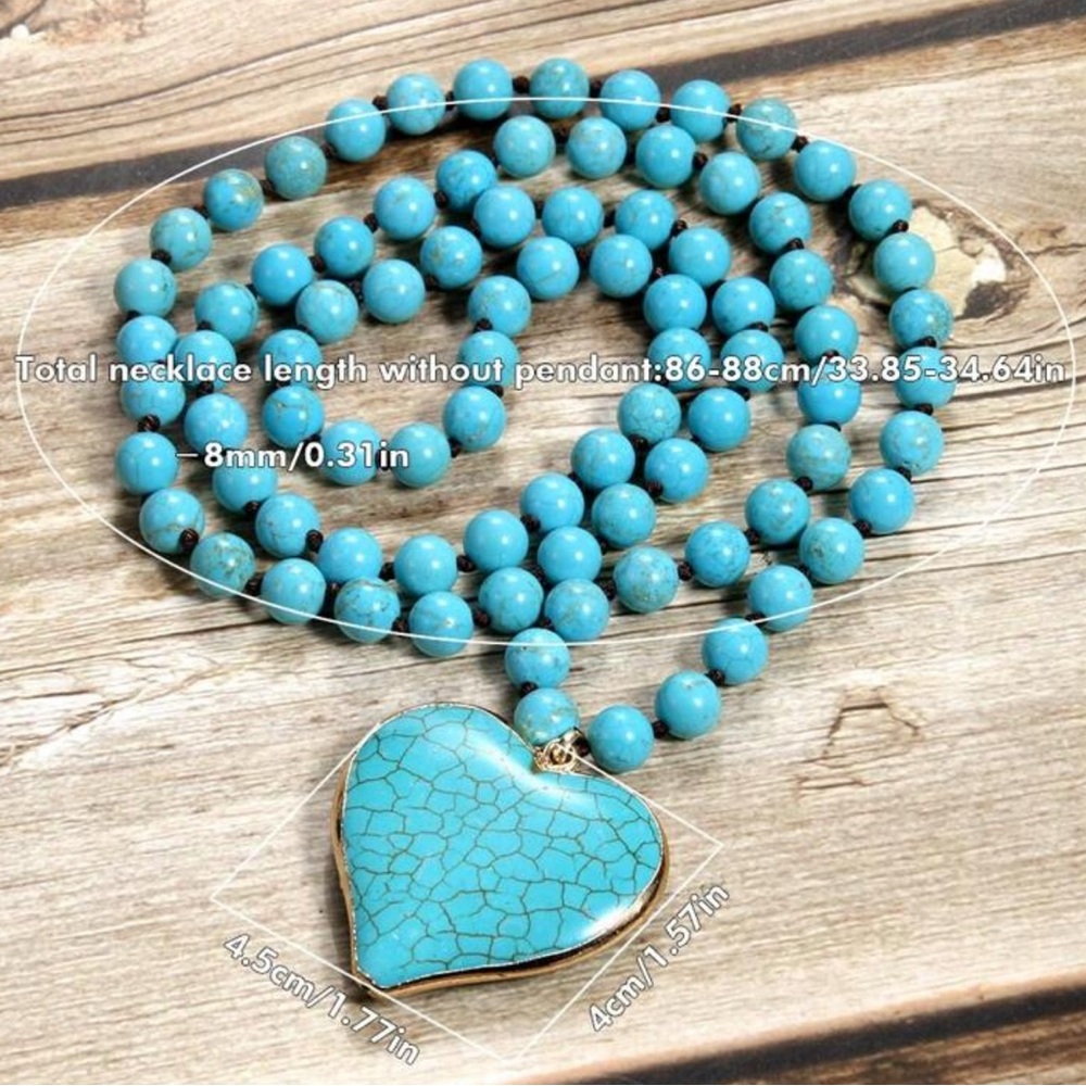 Turquoise Heart Pendant Necklace - Picture 5 of 5